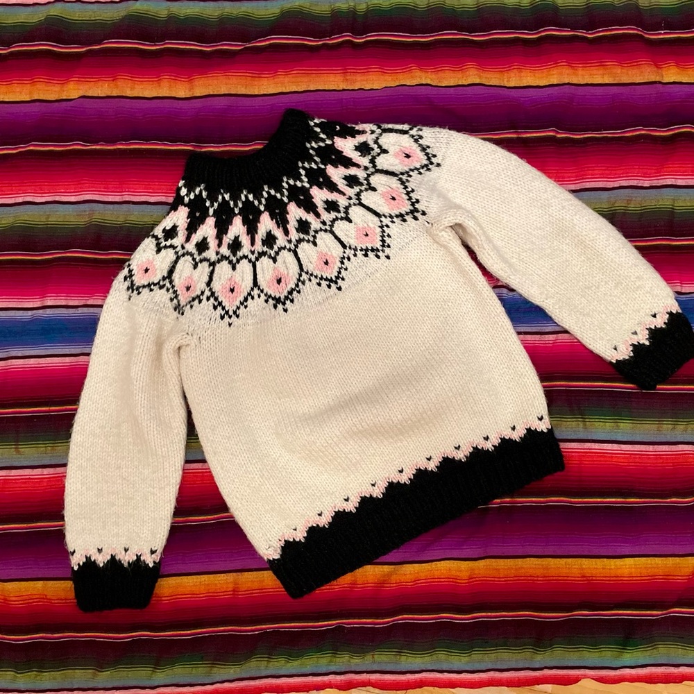 Vintage hand knit fair isle Icelandic Nordic lopi pullover sweater